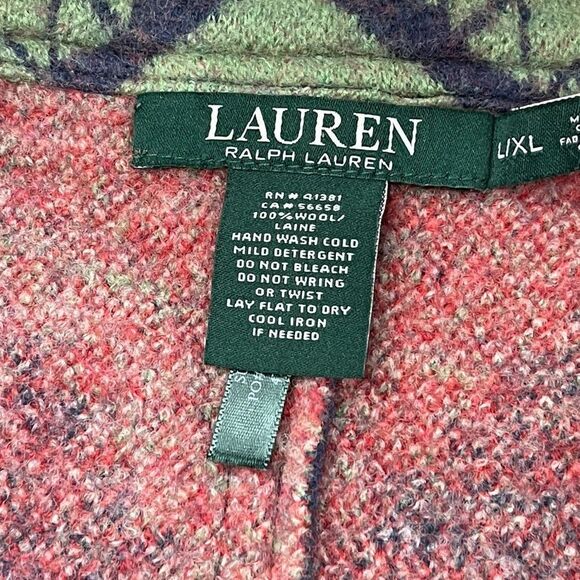 Vintage Ralph Lauren 100% Wool Aztec Southwestern Poncho Cape Shawl Sweater - Picture 6 of 8